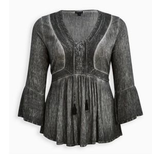 Torrid Bell Sleeve Lace Up Boho Top